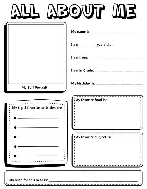 Fact About Me, Example Of Biography, Biography Template, Yearbook Template, Student Of The Month, All About Me Printable, All About Me Worksheet, About Me Template, All About Me Preschool