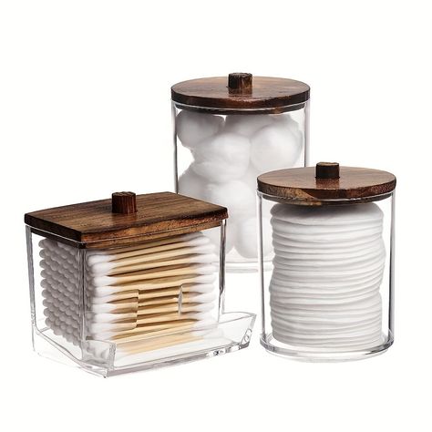 Faster shipping. Better service Apothecary Containers, Bathroom Canisters, Bathroom Containers, Makeup Organization Vanity, Organized Desk Drawers, Vanity Accessories, Can Storage, Cotton Swabs, Vanity Storage