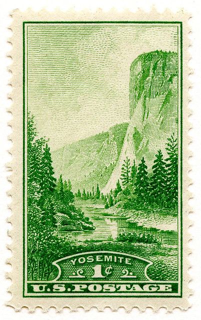 stamp-us-1934-yosemite | Judith Epstein | Flickr Yosemite Tattoo, Vintage Yosemite, Green Stamps, Vintage Postage Stamps, Vintage Postage, Post Stamp, Tattoo Inspo, Postage Stamps, Tatting