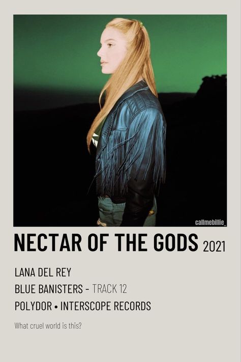 BB LDR polaroid poster Nectar Of The Gods, Fever Ray, Song Posters, Peter Murphy, Trent Reznor, Pj Harvey, Lizzy Grant, Stone Temple Pilots, Tori Amos