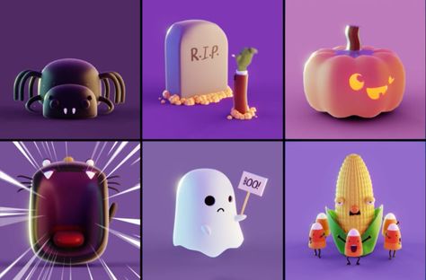 Halloween Free Project Files in Blender | 3DArt 3d Drawing Techniques, 3d Monster, Illustration Calendar, Halloween Post, Halloween 3d, 3d Printing Diy, Easy Halloween Crafts, Low Poly Art, Halloween Illustration