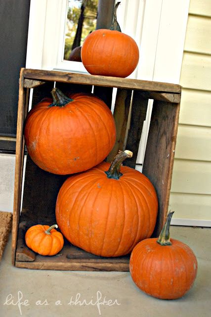 Fall Decorating Ideas Apple Crates, Easy Fall Crafts, Fall Deco, Autumn Decorating, Fall Front Porch, Fall Outdoor Decor, Fall Decorations Porch, Halloween Porch, Fall Door