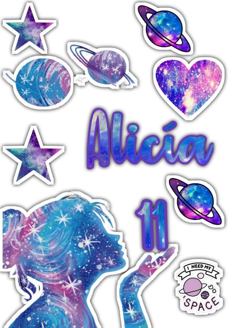 Topo de bolo menina do espaço Galaxy Cake Topper Printable Free, Space Crafts For Kids, Galaxy Cake, Pijama Party, Birthday Cake Pops, Galaxy Theme, Space Party, Bday Girl, Baking Cakes Decoration