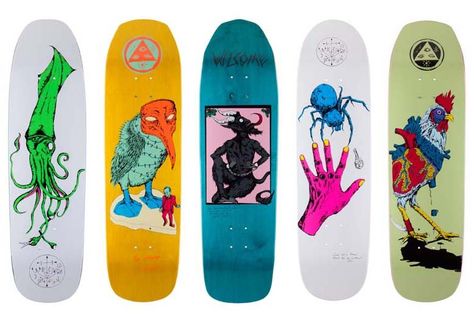 BY THE LEVEL Welcome Skateboards Spring 2015 | BY THE LEVEL Welcome Skateboards, Snowboard Design, Skateboard Deck Art, Skateboard Art Design, Skate Style, Skate Decks, Funny Tee Shirts, Fantasy Homes, Skateboard Art