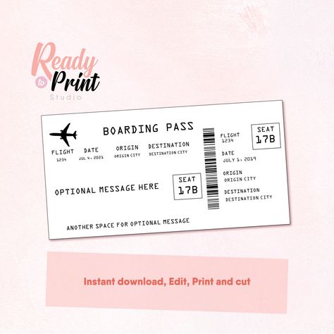 Fake Boarding Pass Template, Boarding Pass Printable, Fake Plane Ticket, Boarding Ticket, Boarding Pass Template, Airline Ticket, Ticket Design, Computer Skills, Airline Tickets