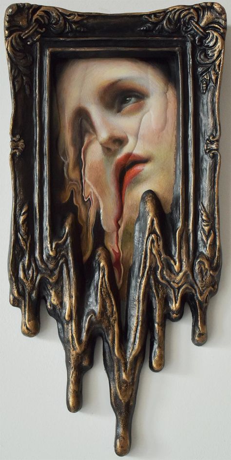 Melting Painting Art, Melted Painting, Melting Frame, Melting Painting, Melting Aesthetic, Gothic Art Painting, Melting Art, Gothic Sculpture, Art Alevel