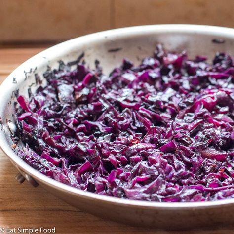 Simple Sautéed Red Cabbage Recipe - Eat Simple Food Recipes Red Cabbage, Purple Cabbage Recipes, Sauteed Red Cabbage, Cooked Red Cabbage, Red Cabbage Recipe, Beef Back Ribs, Red Cabbage Recipes, Cabbage Recipe, Cooked Cabbage