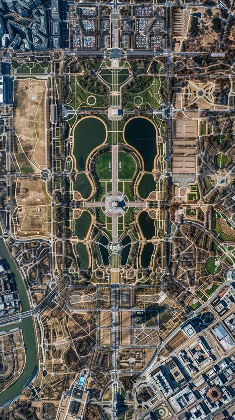 Intricate Garden Aerial: Aerial view of a meticulously designed garden with symmetrical patterns surrounded by urban structures. #aerial #garden #design #symmetrical #urban #aiart #aiphoto #stockcake ⬇️ Download and 📝 Prompt 👉 https://stockcake.com/i/intricate-garden-aerial_1028436_1036882 Lion Coffee, Monumental Architecture, City Layout, Aerial Images, Aerial Photograph, Walking Paths, Urban Oasis, High Rise Building, Garden Oasis