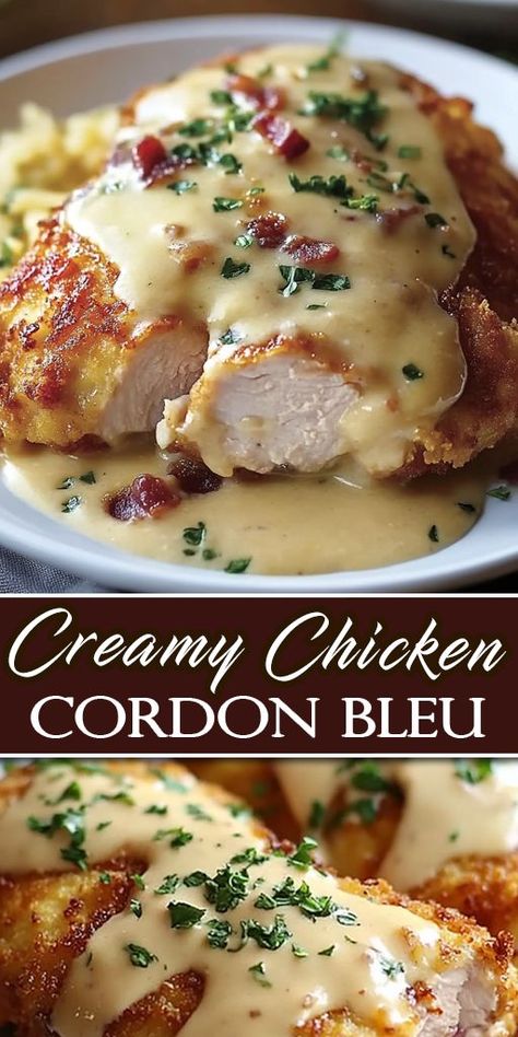 Transform your weeknight dinner with this Quick Creamy Chicken Cordon Bleu! 😋 Creamy, cheesy, and ready to impress your family. 🐔🍴 #SimpleDinners #TastyMeals #ChickenLove Chicken Dinner Entrees, Chicken Bleu Cordon, How To Make Chicken Cordon Bleu, Ground Chicken Cordon Bleu, Chicken Milano Recipe, Winter Dinner Healthy, Winter Dinner Recipes For Two, Healthy Family Meal Prep, Group Dinner Recipes