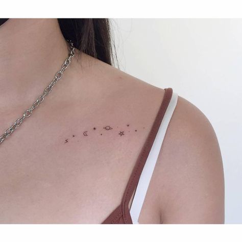 Reindeer Tattoo, Most Painful Tattoo, Be Still Tattoo, Collarbone Tattoos, Clavicle Tattoo, Tattoo Spots, Ear Tattoo Ideas, Galaxy Tattoo, Explore Tattoo