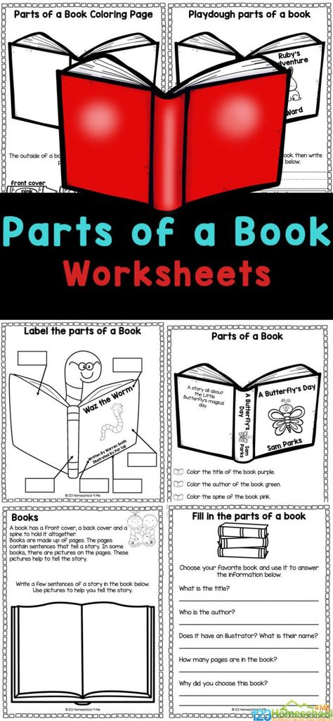 Author And Illustrator Activities, Parts Of A Book Worksheet Free, Author And Illustrator Kindergarten, Parts Of A Book Worksheet, Books For 1st Graders, Book Worksheet, Reading Log Printable, Parts Of A Book, Homeschool Lessons