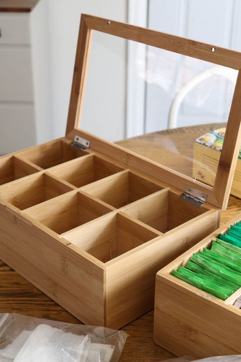 Tee Organisation, Tea Box Storage, Tea Bag Storage, Tea Organization, Wooden Tea Box, Tea Bag Organizer, Tea Chest, Bamboo Box, Bamboo Tea