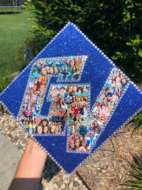 Grad cap graduation cap decor decorating decoration senior year highschool college Cap Decoration Graduation Pictures, Football Grad Cap Ideas, Graduation Cap Pictures Collage, Preppy Graduation Cap, Uconn Grad Cap, Northeastern Graduation Cap, Grad Cap Decorations High School, Photo Grad Cap, Mens Graduation Cap