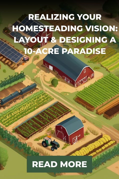 As the desire for a more self-reliant and sustainable lifestyle continues to grow, many aspiring homesteaders find themselves drawn to the prospect of a substantial acreage. With 10 acres at your disposal, you have the perfect canvas to create a truly remarkable homesteading haven that seamlessly blends functionality, resourcefulness, and natural beauty. Envisioning Your Homestead Farm Layout 10 Acres, 0 Waste, Homestead Layout, Permaculture Principles, Acre Homestead, Homesteading Ideas, Fun Animals, Farm Layout, Farm Fun