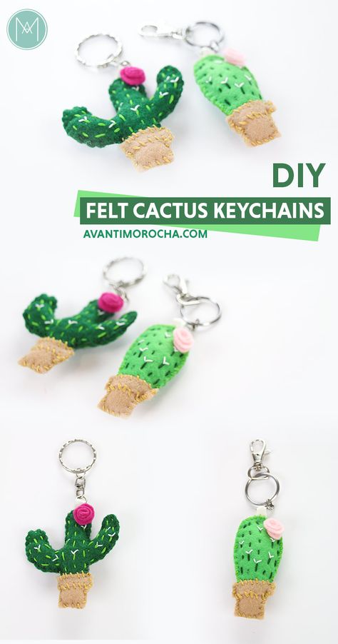 Cactus Crafts, Cool Cactus, Felt Cactus, Easy Felt Crafts, Cactus Keychain, Cactus Craft, Felt Craft Projects, Felt Keychain, Cactus Diy