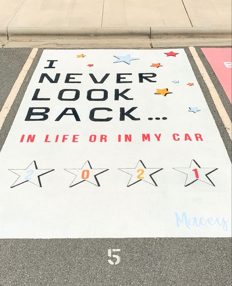 Highschool Parking Spot Ideas Funny, Fun Parking Spot Ideas, Senior Parking Spot Painting Funny, Parking Spot Painting High School Funny, Funny Painted Parking Spots, Best Friend Senior Parking Spots, Parking Painting Ideas, Painted Parking Spots Senior Funny, Funny Senior Parking Spaces