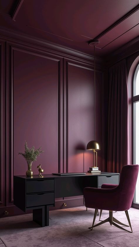 Purple Wall Office, Home Color Ideas, Jewel Drawing, Trending Colors, Purple Walls, Winston Salem, Executive Office, Wine Color, Home Color