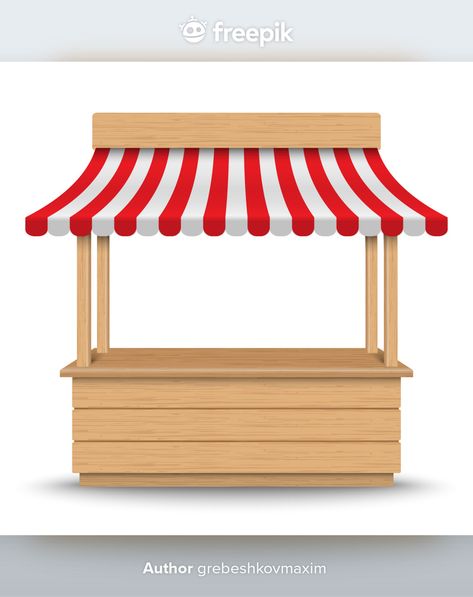 Wooden market stand stall Premium Vector | Premium Vector #Freepik #vector #business #sale #orange #street Circus Lights, Stall Fronts, Mini Cafe, Carnival Posters, Market Stands, Celebration Background, Party Flags, Stall Designs, Fun Fair