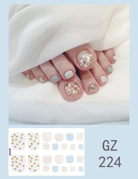 Origin: CN(Origin)Number of Pieces: One UnitItem Type: Sticker DecalQuantity: 1 sheetStyle: with decorationsMaterial: paperStyle: Adhesive stickers White And Gold Toes Pedicure, How To Trim Dogs Toenails, Cute Pedicures, Pretty Pedicures, Diy Pedicure, Pedicure Designs Toenails, Pedicure Colors, Toenail Polish, Pedicure Designs