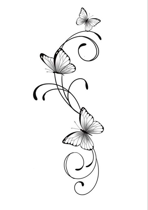 Tattoo Design Drawings Simple Small, Butterfly With Swirls Tattoo, Outline Tattoo Woman, Butterfly Tattoo Stencil Design, Elegant Butterfly Tattoo, Butterfly Shoulder Tattoo, Rosen Tattoo Frau, Henna Tattoo Stencils, Butterfly Tattoo Stencil