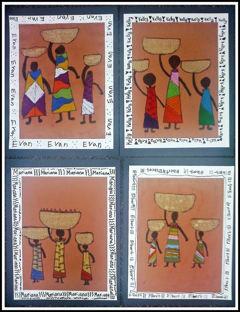 African Art For Kids, Africa Craft, African Art Projects, 2nd Grade Art, African Crafts, Afrique Art, 3rd Grade Art, Art Terms, Elementary Art Projects