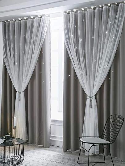 Women's & Men's Clothing, Shop Online Fashion SHEIN Block Out Curtains, Curtain For Bedroom, Cute Curtains, Layered Curtains, Stylish Curtains, Grey Curtains, Kids Curtains, Home Curtains, Velvet Curtains