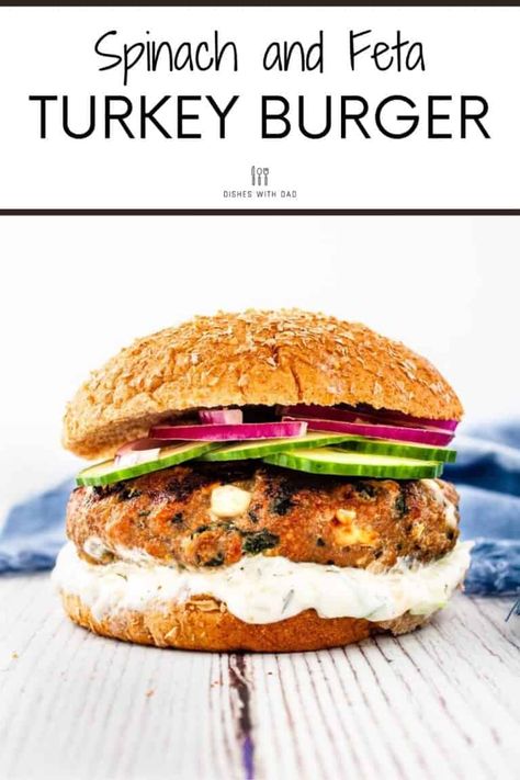 Turkey Burger Recipes Healthy, Turkey Burger Recipes, Turkey Burger, Chopped Spinach, Turkey Burgers, Spinach And Feta, Burger Recipes, Ground Turkey, Bbq Recipes