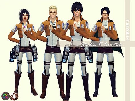 Studio K Creation: Attack on Titan - full outfit • Sims 4 Downloads Attack On Titan Outfit, Ts4 Mod, The Sims 4 Mod, Sims 4 Family, Sims 4 Studio, Sims 4 Anime, The Sims 4 Custom Content, Mods Sims 4, Outfit Png