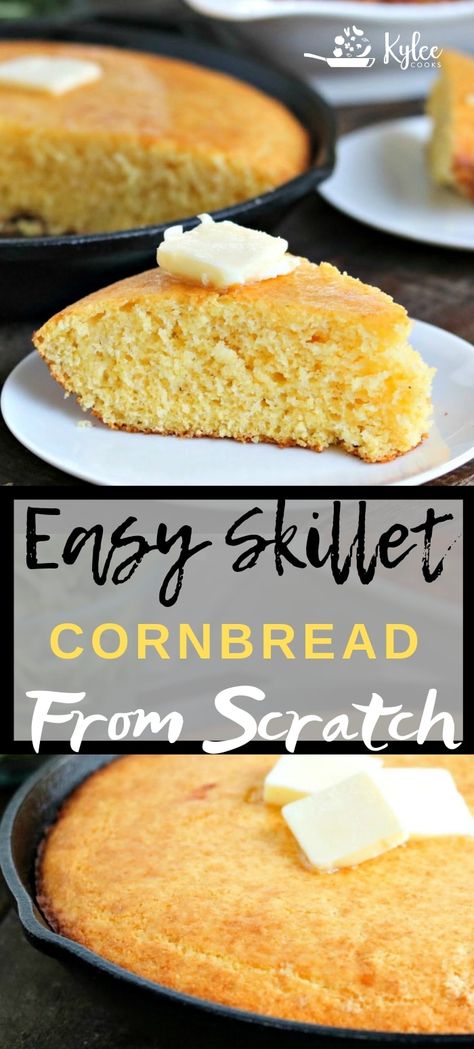 Easy Moist Cornbread Recipe, Cornbread Recipe From Scratch, Easy Skillet Cornbread, Iron Skillet Cornbread, Skillet Corn, Delicious Cornbread, Moist Cornbread, Buttermilk Cornbread, Skillet Cornbread