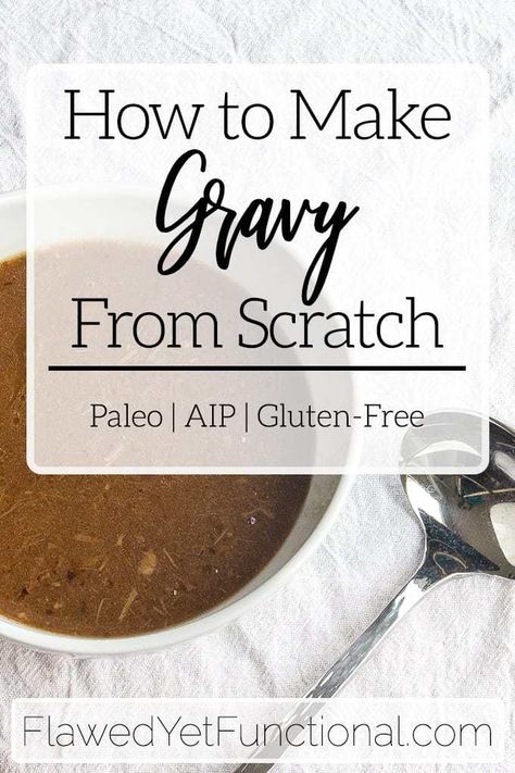 Are you longing for rich, delicious gravy but are on the AIP or Paleo diet this holiday? You are in luck! This traditional gravy recipe is gluten-free, grain-free, and flat-out delicious. Try it today! #aip #paleo #gravy Aip Gravy, Paleo Gravy, Beef Gravy Recipe, Paleo Holiday Recipes, Best Turkey Gravy, Gravy From Scratch, Paleo Condiments, Paleo Sauces, How To Make Gravy