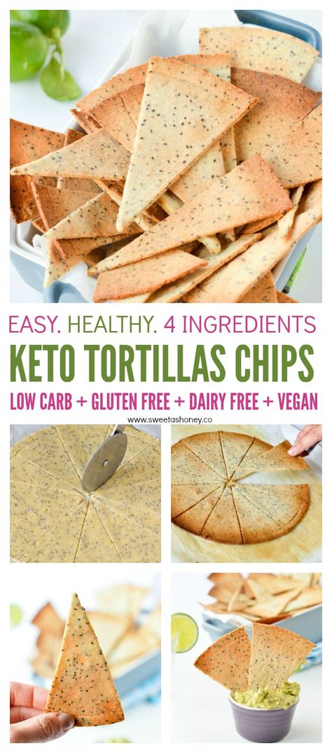 Keto baked tortillas chips. Homemade healthy almond flour chips 100% low carb, gluten free and vegan. #keto #chips #tortillas #lowcarb #vegan #sugarfree Baked Tortillas, Tortillas Chips, Chips Homemade, Keto Chips, Baked Tortilla Chips, Keto Tortillas, Homemade Tortilla Chips, Low Carb Low Fat Recipes, Low Carb Snack