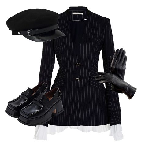 Detective Outfit Female, Vampire Clothing Aesthetic, Peaky Blinders Style, Given Taken, Looks Street Style, Black Gloves, Black Suit, Striped Jacket, Black Hat