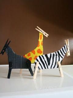 Clothespin Animals, Recycling Cardboard, Safari Crafts, Africa Craft, Artsy Crafts, Pin Crafts, African Crafts, Vbs Crafts, Animal Crafts For Kids