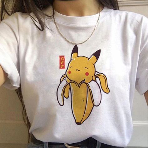 Pikachu Funny, Pokemon Women, Pokemon Shirts, Pokemon Clothes, Pokemon T, Harajuku Women, Spring T Shirts, Anime Tshirt, Streetwear Tops