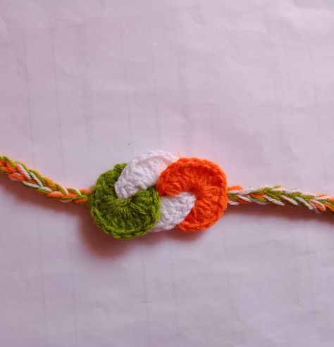 Crochet Rakhi, Crochet Scarf Pattern Free Easy, Indian Flag Photos, Rakhi Special, Diy Braided Bracelet, Rakhi Making, Handmade Rakhi, Rakhi Design, Decorative Gourds