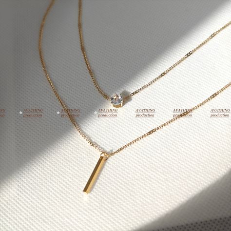 Layered Necklace Gold, Gold Layered Necklace, Double Layer Necklace, Necklace Layered, Multi Layer Necklace, Layer Necklace, Necklace Minimalist, Gold Necklace Layered, Layered Necklace