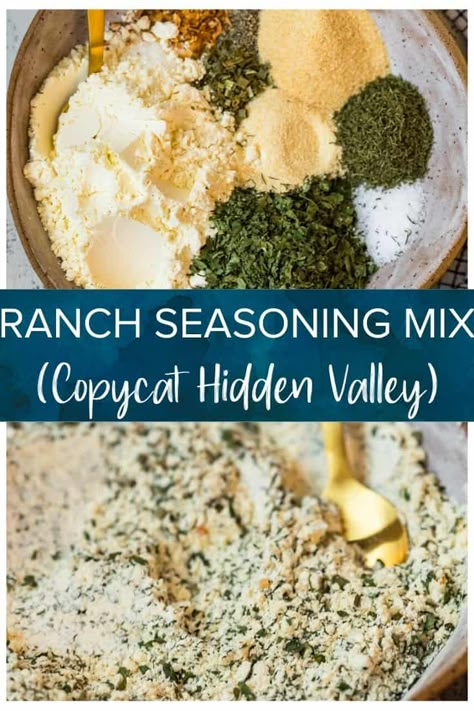 Hidden Valley Ranch Recipes, Ranch Seasoning Recipes, Homemade Ranch Dip, Homemade Ranch Seasoning, Homemade Dry Mixes, Dry Ranch Seasoning, Ranch Dressing Recipe, Hidden Valley Ranch, Ranch Seasoning Mix