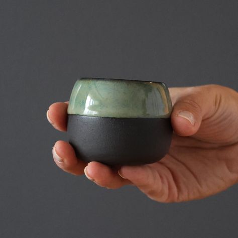 Black and Blue Stoneware Ceramic, Small Single Espresso Shot Cup, Minimalistic, Glazed in Blue, Gift For Him, Gift for her, 75ml / 2.5 oz A black stoneware cup glazed in stormy blue that is suitable for coffee servings such as single shot espresso and turkish coffee. It has a smooth black clay surface and a contrasting stormy blue inner surface. Even though it is designed as a drinkware, it is also can be used as a succulent pot or dipping cup. Capacity : 75 ml / 2.5 oz This product is handmade Sake Cups Ceramics, Glazed Ceramic Bowls, Black Clay Ceramics, Coffee Mug Ceramic, Dark Clay Pottery, Handmade Ceramic Mug, Minimalist Ceramics, Black Clay Pottery, Minimalist Pottery