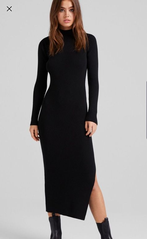 Long Sleeve Black Dress Outfit Winter, Long Black Dress Outfit Winter, Long Black Dress With Boots, Bodycon Dress Outfit Ideas, Black Dress Outfit Winter, Long Black Dress Outfit, Classy Bodycon Dress, Bodycon Dress Outfit, Night Fits