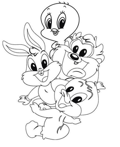 Looney Tunes Coloring Pages, Family Coloring Pages, Baby Coloring Pages, Coloring Pages For Grown Ups, Baby Looney Tunes, Bunny Coloring Pages, Looney Tunes Characters, Bird Coloring Pages, Free Adult Coloring Pages