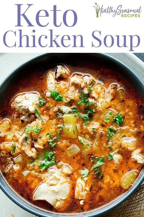 Soup With Cauliflower Rice, Soup With Cauliflower, Keto Chicken Soup, Keto Soups, Dairy Free Low Carb, Low Carb Low Fat Recipes, Boiled Egg Diet Plan, Keto Soup, Low Carb Soup