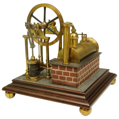 Superb Model Steam Engine manufactured in England in 1860| From a unique collection of antique and modern more antique and vintage finds at https://www.1stdibs.com/furniture/more-furniture-collectibles/more-antique-vintage-finds/ Model Steam Engine, Live Steam Models, Exhibition Models, Steam Toys, Locomotive Engine, Steam Engine Model, Yacht Model, Traction Engine, Steam Engines