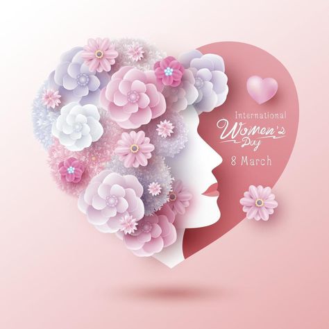 Womans Day Ideas Creative, Happy Womens Day Quotes, Woman And Flowers, Women's Day Cards, Mothers Day Ideas, Rekha Actress, Women's Day 8 March, Shape Vector, 8 Mars