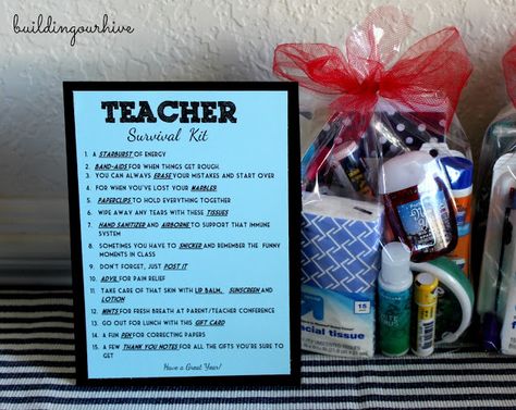 teacher survival kit and printable item list Parent Teacher Conferences Survival Kit, Teacher Conference Survival Kit, Kit Gift Ideas, Holiday Survival Kit, Teacher Survival Kit, Parent Teacher Conference, Survival List, Survival Kit Gifts, Survival Kit For Teachers