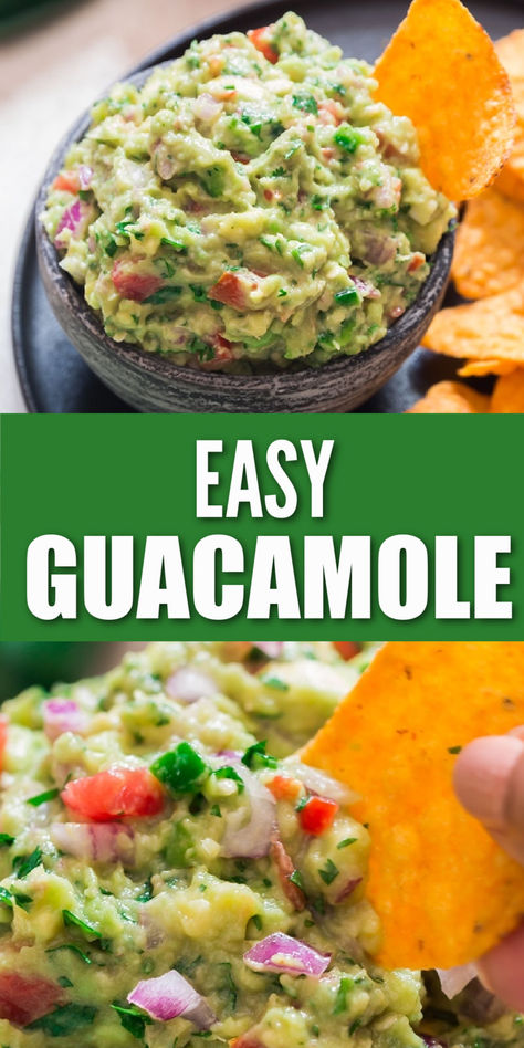 guacamole with nacho chips Easy Guacamole Dip, Easy Guacamole Recipe, Homemade Guacamole Recipe, Easy Homemade Salsa, Guacamole Recipe Easy, Salsa Guacamole, Guacamole Dip, Sweet Potato Tacos, Homemade Salsa Recipe