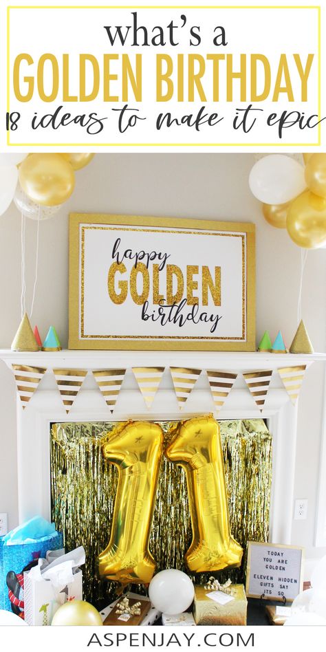 Food For Golden Birthday, Golden 2nd Birthday Boy, 19th Golden Birthday Ideas, Girls Golden Birthday Ideas, Golden Birthday Food Ideas, Golden Birthday Ideas Kids, Kids Golden Birthday Ideas, Golden Year Birthday Ideas, Golden 1st Birthday