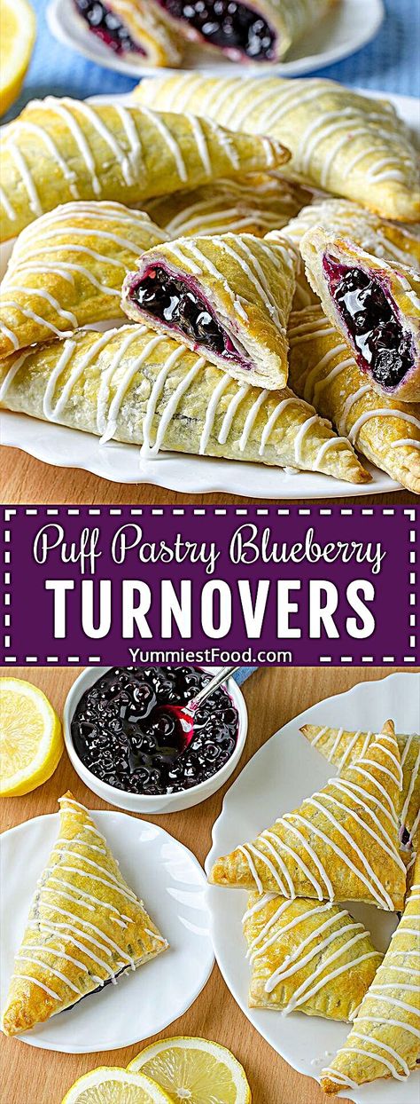 Puff Pastry Blueberry, Blueberry Turnovers, Easy Pastry, Dessert Crepes, Pastry Puff, Blueberry Filling, Pastries Recipes Dessert, Dessert Halloween, Easy Puff