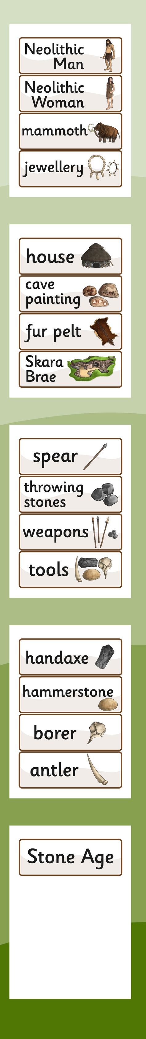 KS2 The Stone Age- The Stone Age Word Cards Stone Age Ks2, Early Man, Primary Resources, Cave Paintings, Year 3, Iron Age, Ice Age, Stone Age, Home Education