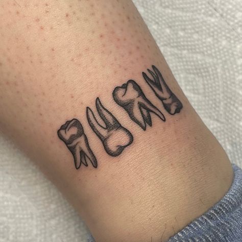 Wisdom Teeth Tattoo, Dental Assistant Tattoo Ideas, Wisdom Tooth Tattoo, Dental Tattoo Ideas, Teeth Tattoo Ideas, Tooth Tattoo Ideas, Tooth Tattoos, Dental Tattoo, Ink Journal