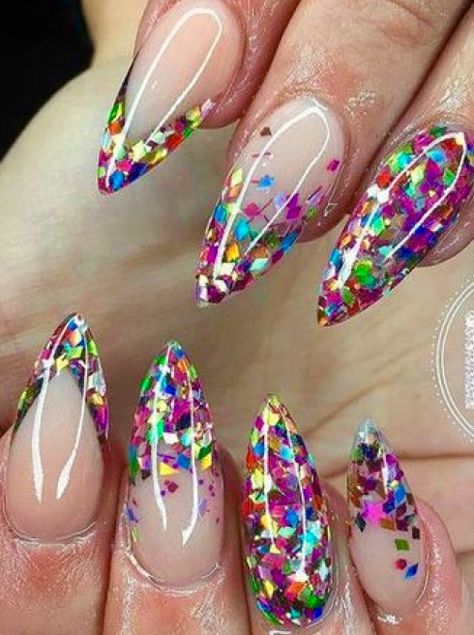 # Nails Confetti Nails, Stiletto Nail Art, Nails Stiletto, Stiletto Nails Designs, Nagel Inspo, Hot Nails, Bling Nails, Negative Space, Gorgeous Nails